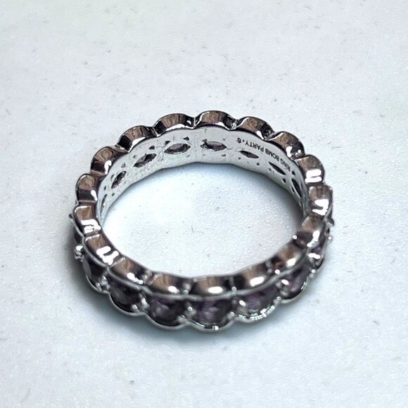 Ring Bomb Party Ring, size 6, clear like lavender stones silver color band - Picture 4 of 4